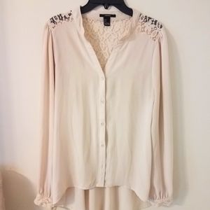 Forever 21 Blouse with Lace detailing Size Small